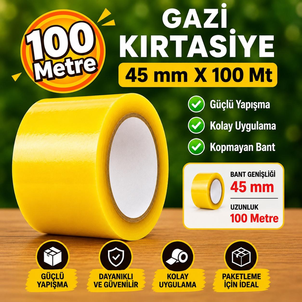 Şeffaf Koli Bandı 45x100 | Gazi Kırtasiye