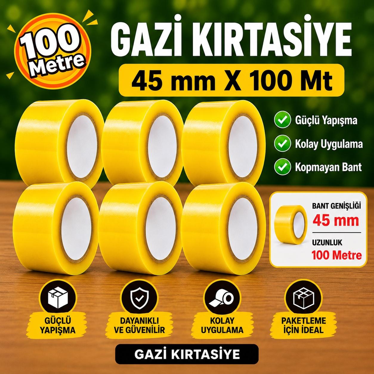 Şeffaf Koli Bandı 45x100 | Gazi Kırtasiye
